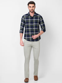 Full Sleeves Slim Fit Navy Structure Checks Shirt