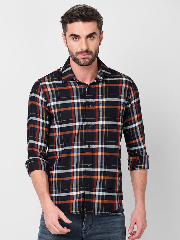 Killer Men Black Checks Slim Fit Shirts