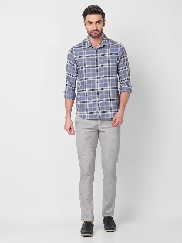Killer Men Grey Checks Slim Fit Shirts
