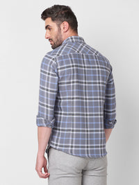 Killer Men Grey Checks Slim Fit Shirts
