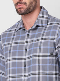 Killer Men Grey Checks Slim Fit Shirts