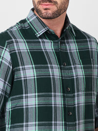 Killer Men Dark Green Checks Slim Fit Shirts