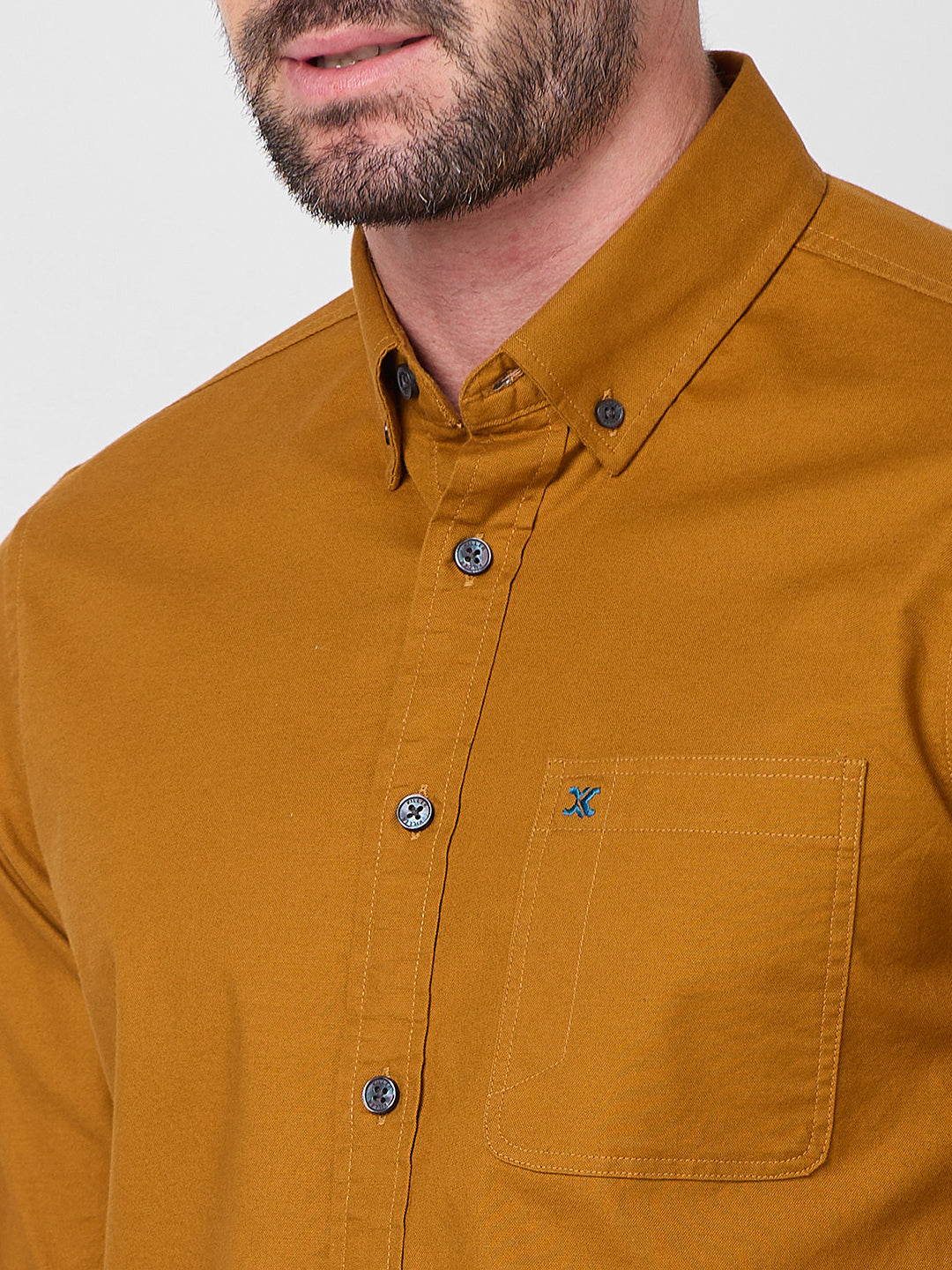 Killer Men Mustard Solid Slim Fit Shirts