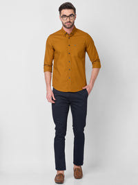 Killer Men Mustard Solid Slim Fit Shirts
