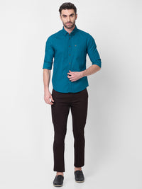 Killer Men Blue Solid Slim Fit Shirts