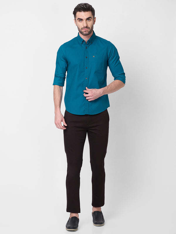 Killer Men Blue Solid Slim Fit Shirts
