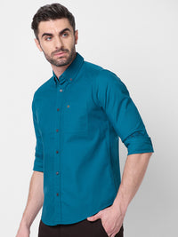 Killer Men Blue Solid Slim Fit Shirts