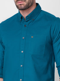 Killer Men Blue Solid Slim Fit Shirts