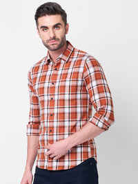 Killer Men Rust Checks Slim Fit Shirts