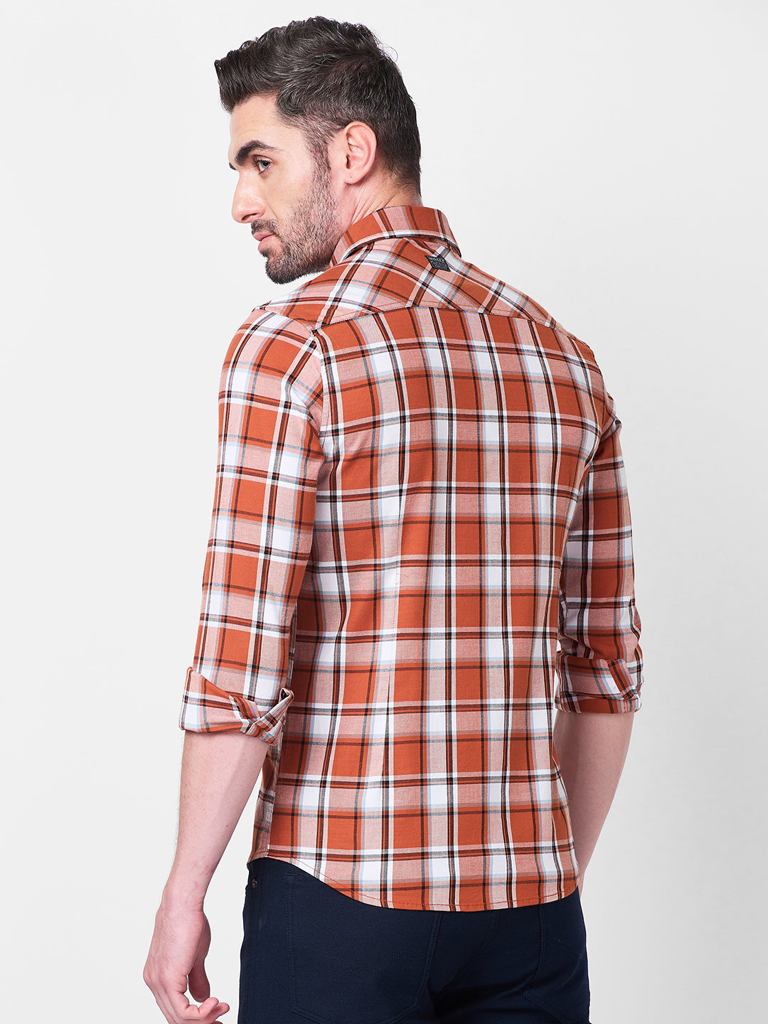 Killer Men Rust Checks Slim Fit Shirts