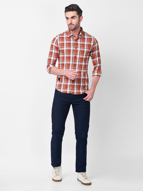 Killer Men Rust Checks Slim Fit Shirts