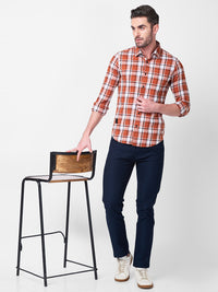 Killer Men Rust Checks Slim Fit Shirts