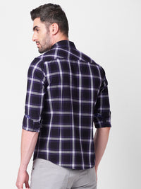 Killer Men Purple Checks Slim Fit Shirts