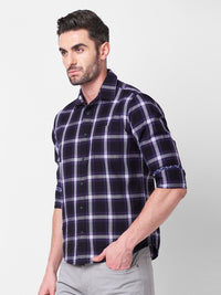 Killer Men Purple Checks Slim Fit Shirts