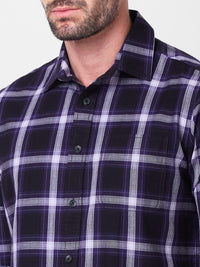 Killer Men Purple Checks Slim Fit Shirts