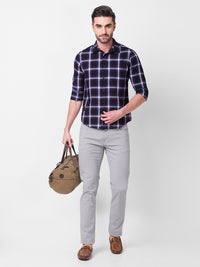 Killer Men Purple Checks Slim Fit Shirts