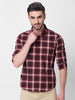 Killer Men Maroon Checks Slim Fit Shirts