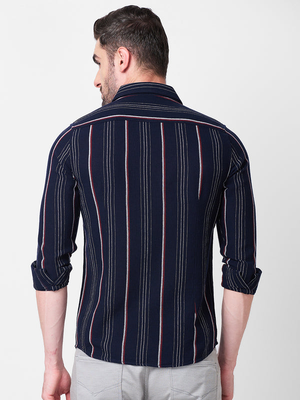 Killer Men Navy Stripe Slim Fit Shirts