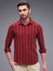 Killer Men Maroon Stripe Slim Fit Shirts