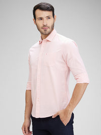 Killer Men Peach Solid Slim Fit Shirts