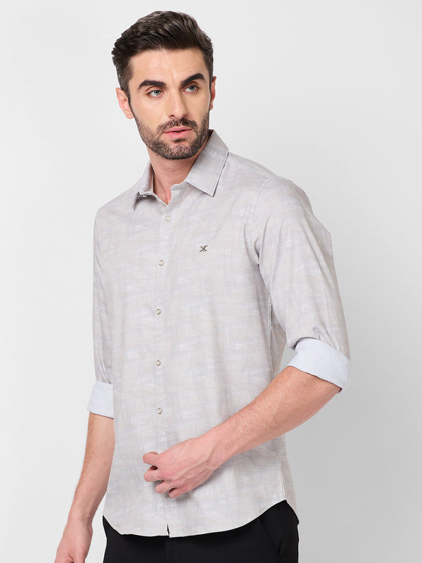 Killer Men Beige Printed Slim Fit Shirts