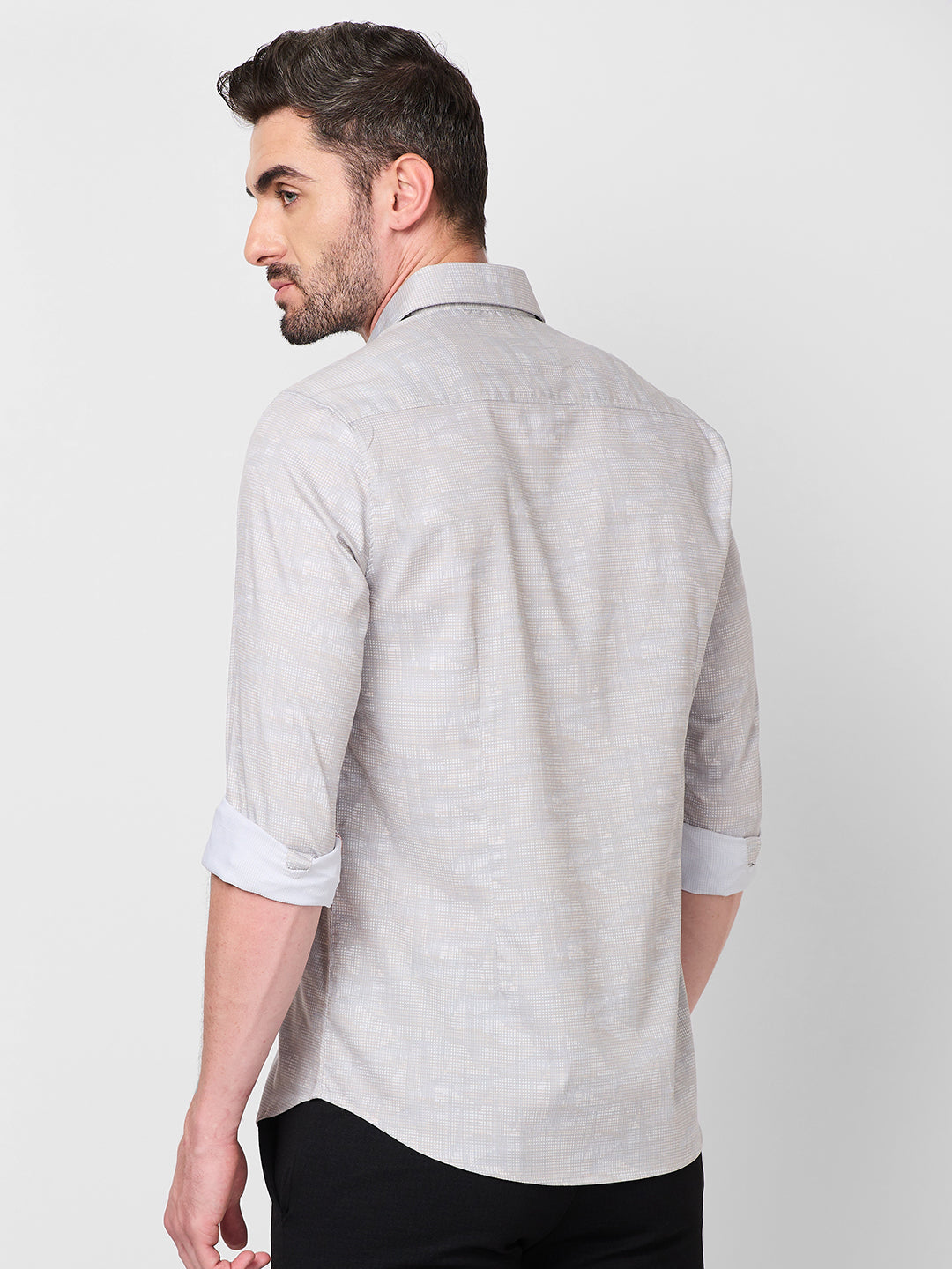 Killer Men Beige Printed Slim Fit Shirts