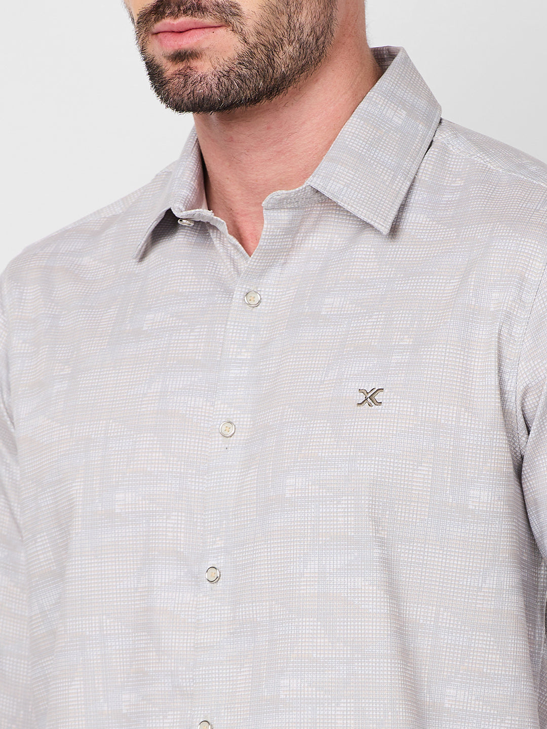 Killer Men Beige Printed Slim Fit Shirts