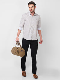 Killer Men Beige Printed Slim Fit Shirts