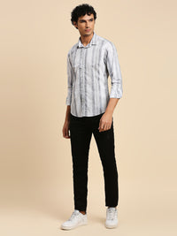 Killer Men Grey Printed Slim Fit Shirts