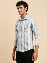 Killer Men Grey Printed Slim Fit Shirts