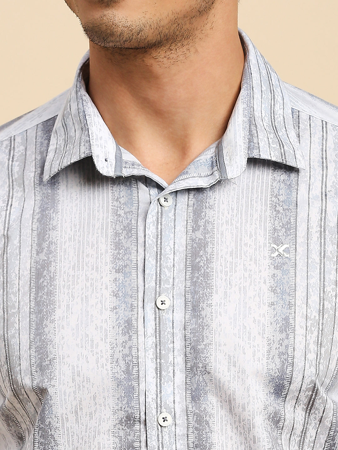 Killer Men Grey Printed Slim Fit Shirts