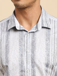 Killer Men Grey Printed Slim Fit Shirts