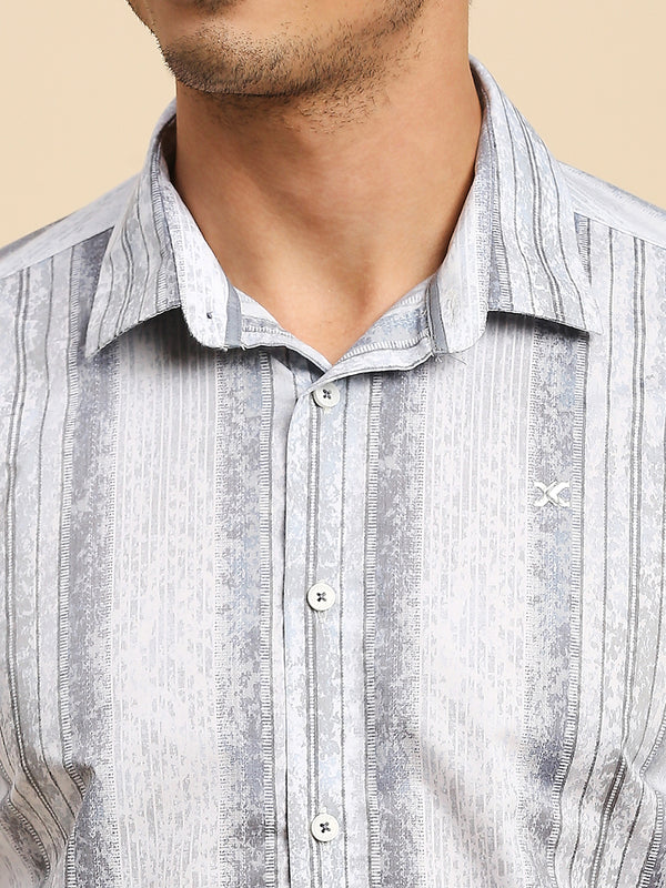 Killer Men Grey Printed Slim Fit Shirts