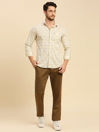 Killer Men Yellow Printed Slim Fit Shirts