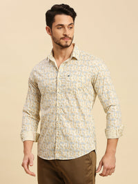 Killer Men Yellow Printed Slim Fit Shirts