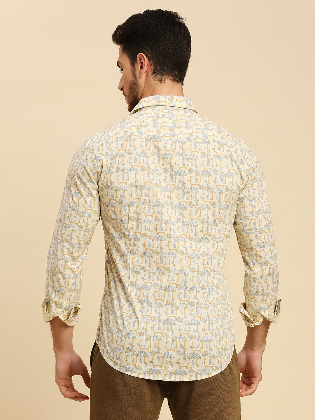 Killer Men Yellow Printed Slim Fit Shirts