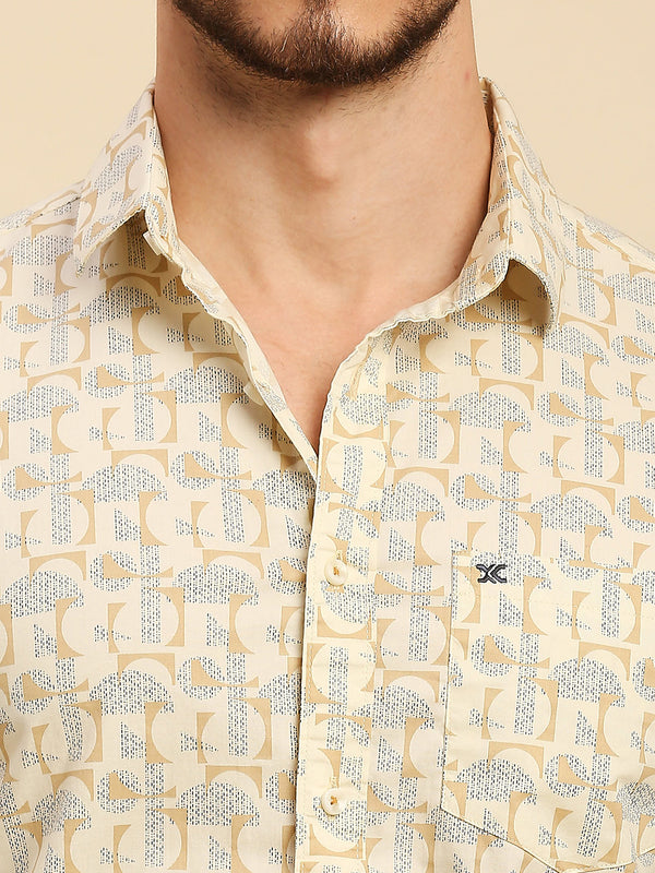 Killer Men Yellow Printed Slim Fit Shirts