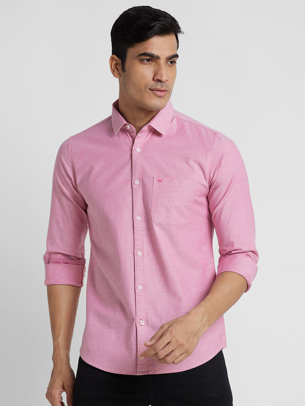 Killer Men Pink Solid Slim Fit Shirts