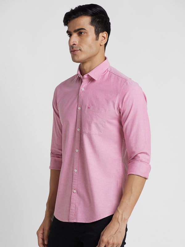 Killer Men Pink Solid Slim Fit Shirts