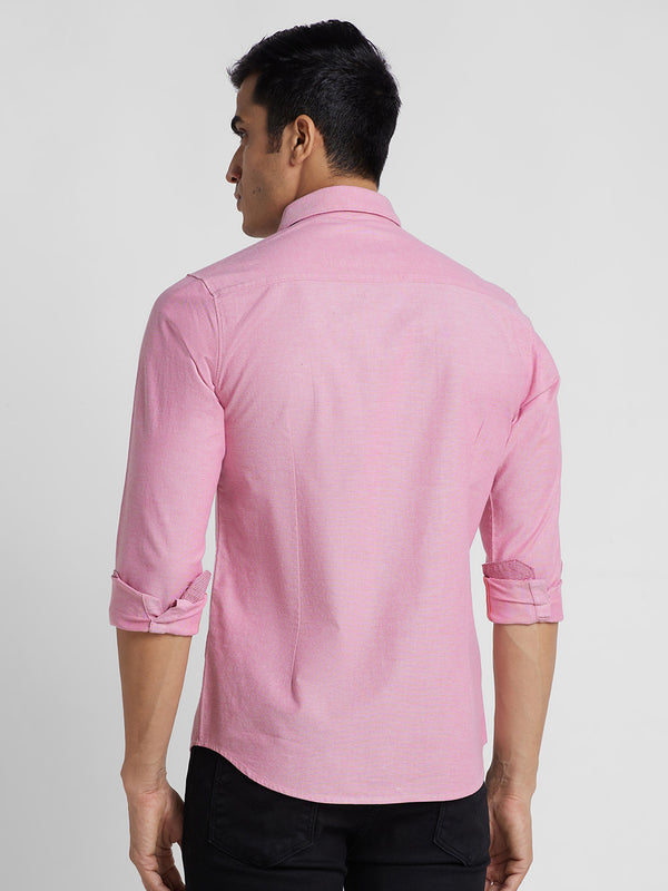 Killer Men Pink Solid Slim Fit Shirts
