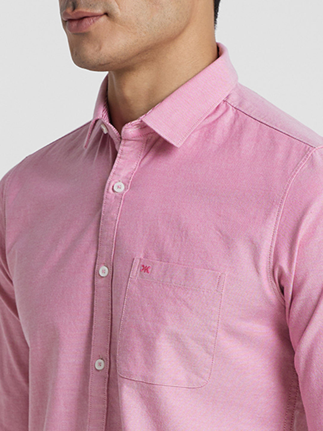 Killer Men Pink Solid Slim Fit Shirts
