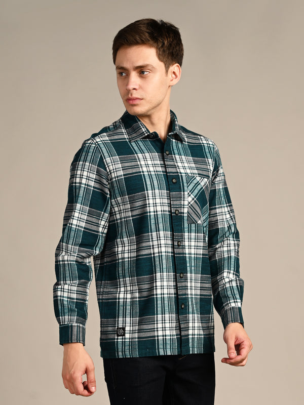 Killer Men Dark Green Checks Straight Fit Shirts