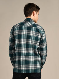 Killer Men Dark Green Checks Straight Fit Shirts