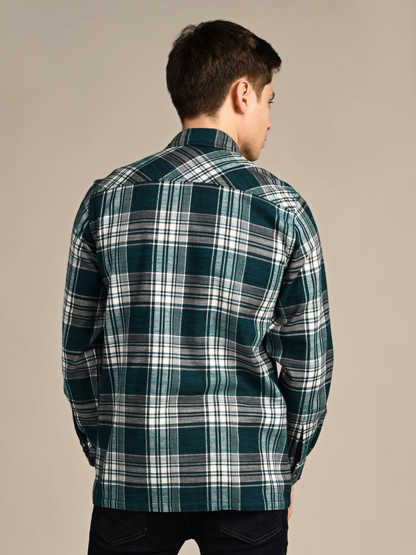 Killer Men Dark Green Checks Straight Fit Shirts