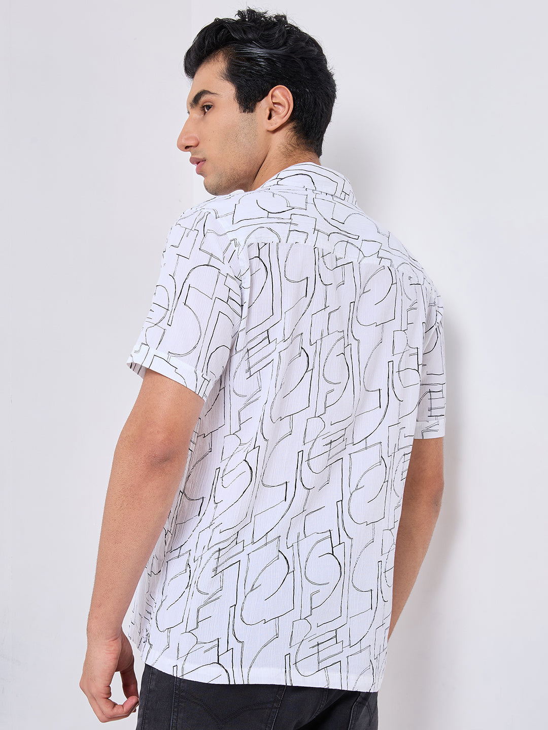 Killer Men White Printed Slim Fit Shirts