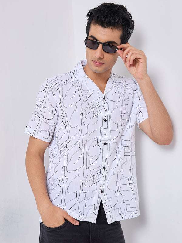 Killer Men White Printed Slim Fit Shirts
