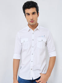 Killer Men White Solid Slim Fit Shirts