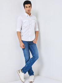 Killer Men White Solid Slim Fit Shirts