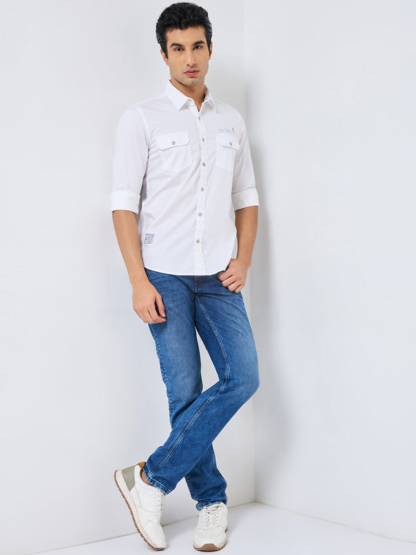 Killer Men White Solid Slim Fit Shirts