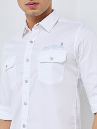 Killer Men White Solid Slim Fit Shirts